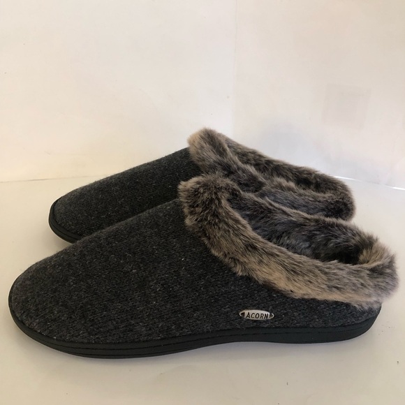 Acorn Women's Wool Blend Faux Fur Chinchilla Ragg Clog Slippers Size 9 1/2-101/2 - Picture 5 of 14